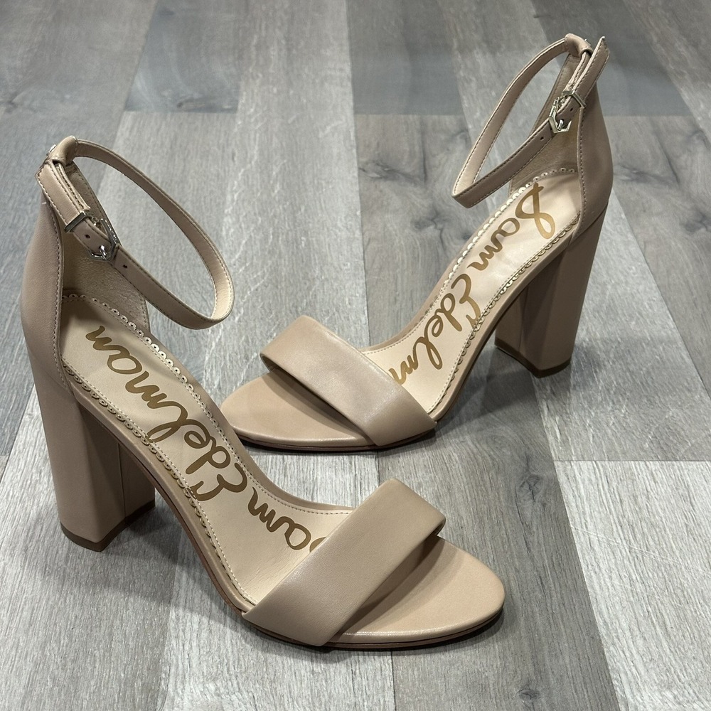 Sam Edelman Yaro Ankle Strap Heels Classic Nude Faux Leather -Women's Size US 10 - Picture 8 of 8